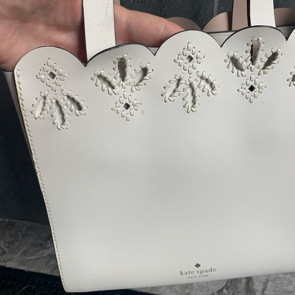 KATE SPADE White Eyelet MAGNOLIA Purse Tote MINA - Picture 3 of 9